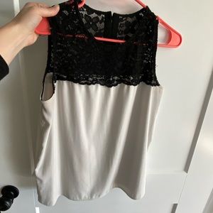 Calvin Kline Black lace & white tank